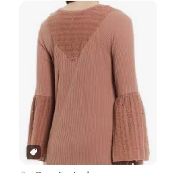 FREE PEOPLE PARISIAN NIGHTS TOP in Sayulita Rose Pink knit bell sleeve top - Picture 7 of 13